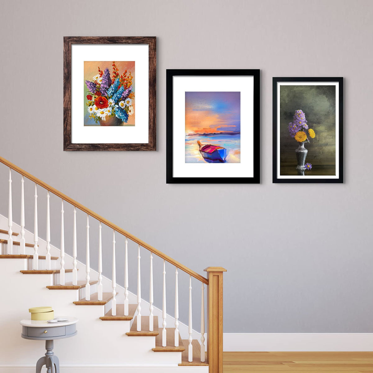 LUCKYLIFE 16x20 Frames, Picture Frames for Wall, Display Pictures 11x14 with Mat or 16x20 without Mat, Pack of 2, Rustic Brown