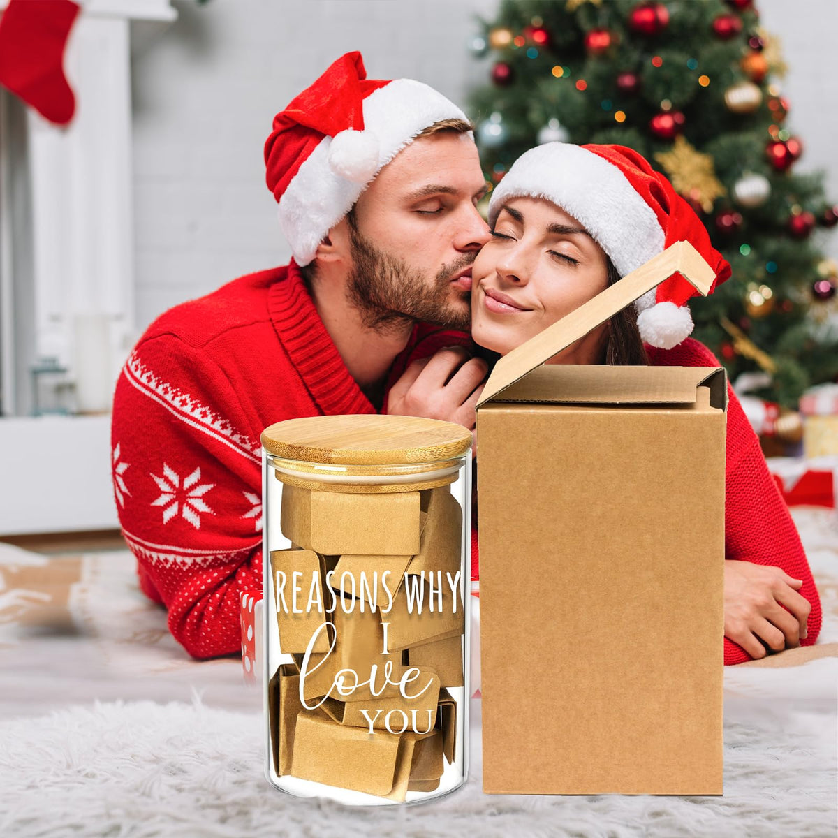LAIAME Reasons Why I Love You Jar with 100 Note Cards,Birthday Gift Long Distance Relationship Gift for Boyfriend Girlfriend Him Her,Gratitude Jar for Mom Dad, Valentines Day Gifts for Wife Husband