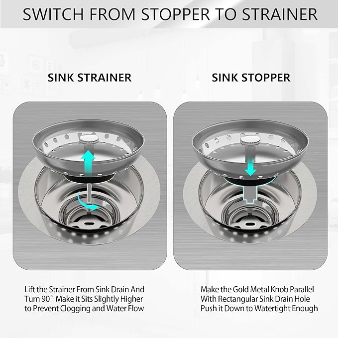 Kitchen Sink Strainer 2 Pack Drain Stopper Combo Basket Replacement