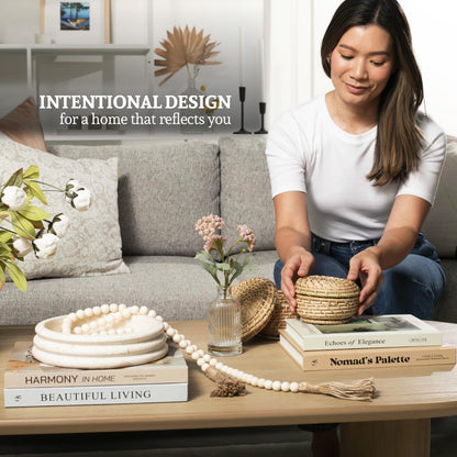 Decorative Books for Home Decor Set of 4 Large Faux Decoration Coffee Table Books Hardcover Aesthetic Book Nook Mantel Accent Modern Bookshelf Styling Entry Table Display Stackable Neutral Tones