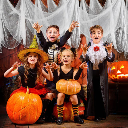 Vellibring 400" x 85" Halloween Creepy Cloth Decoration, Large White Spooky Fabric Cloth Scary Gauze Cheesecloth for Haunted House Halloween Party Yard Wall Indoor Outdoor Decor