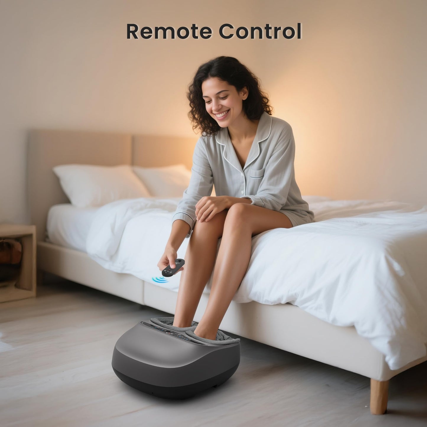 COMFIER Foot Massager with Heat,Kneading,Vibration,Compression,Pause Function,Shiatsu feet Massager for Plantar Fasciitis Neuropathy, Gifts for Him/Her,Remote Control,Size 13