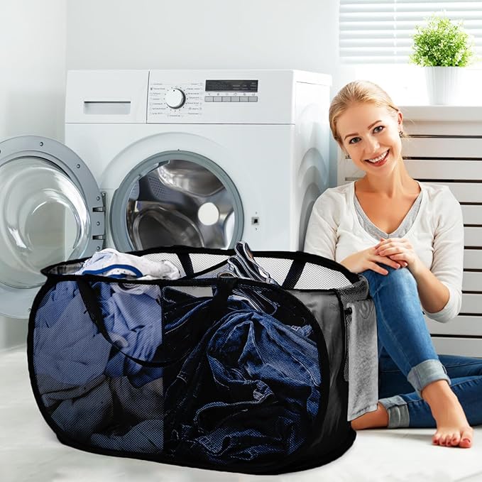 Foldable Laundry Baskets, Collapsible Mesh Laundry Hamper, Durable Pop Up