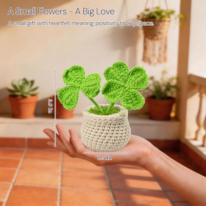 korawove Good Luck Gifts for Mom - Cute St. Patricks Day, Mothers Day, Birthday Gifts for Women, Mother, Mama - Emotional Support Crochet Plants - Handmade Crochet Lucky Clover Pots.