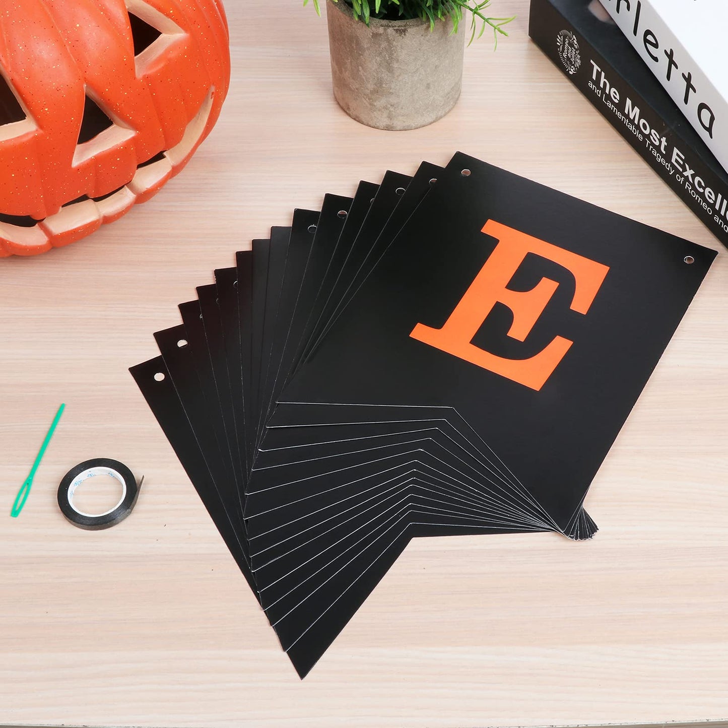 MiniRed Halloween Banner, Happy Bunting Banner with Pumpkin Sign, Halloween Party Decorations Supplies