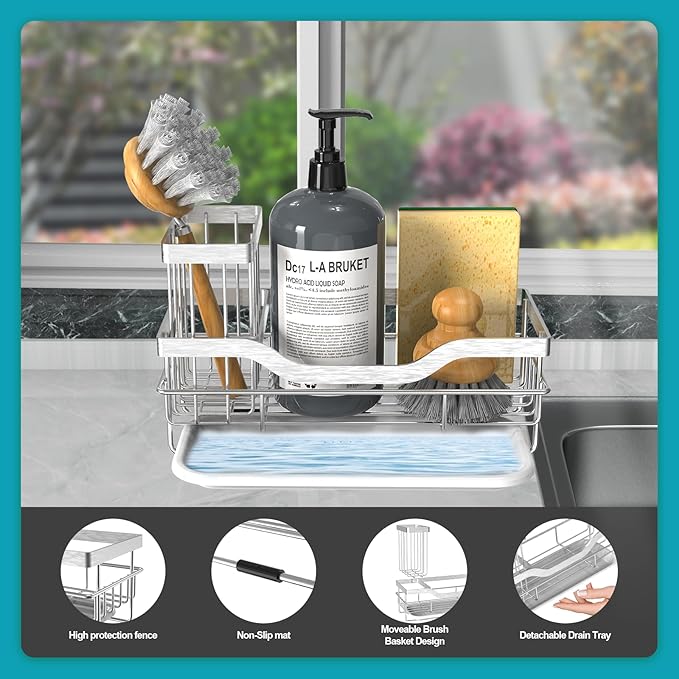Vanwood Kitchen Sink Caddy Organizer Sponge Holder