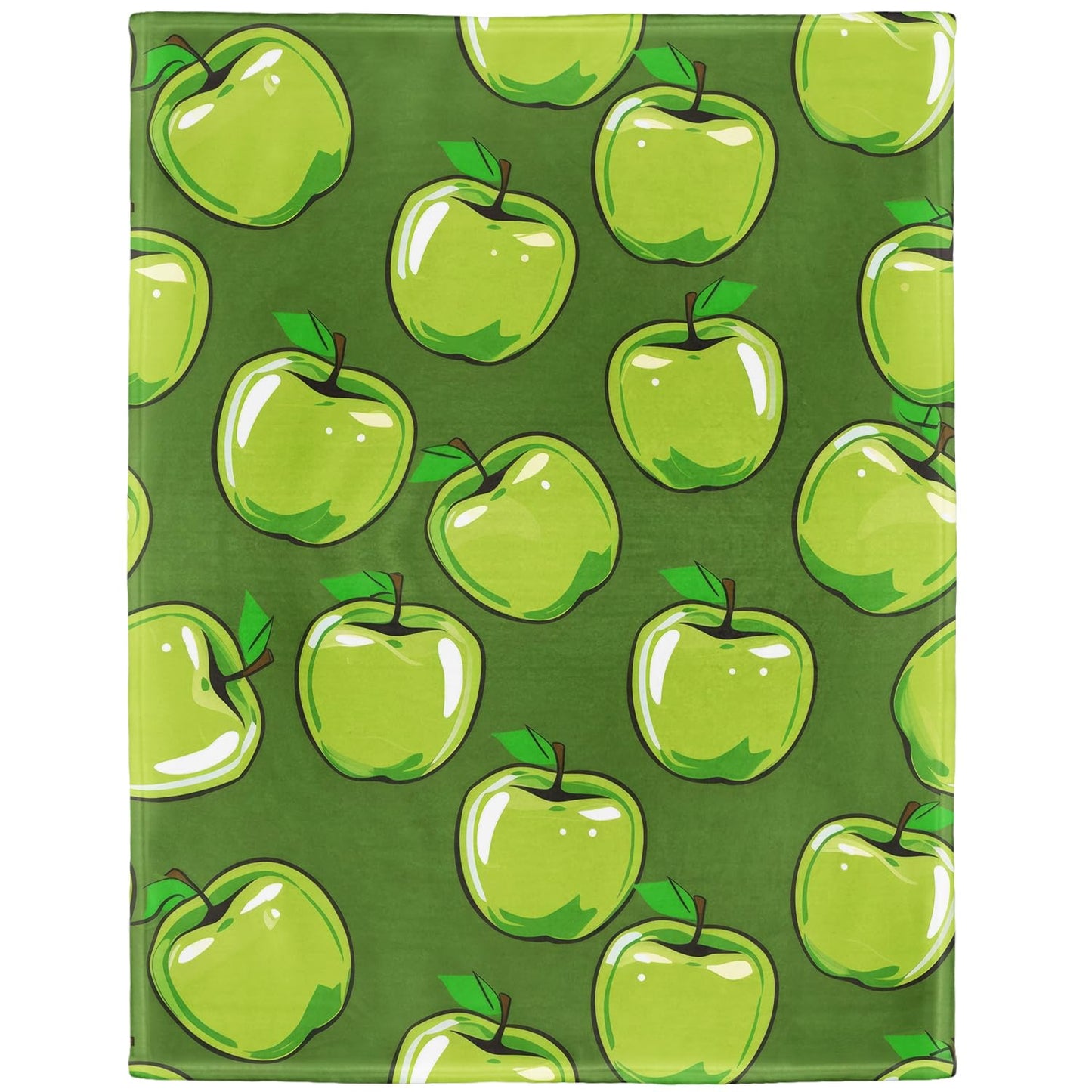 XSMEI Green Apples Throw Blanket, Decorative Fleece Blanket with Fresh Fruit Design, Super Soft Warm and Cozy, Gifts for Women Girls Kids, 50" x 60"