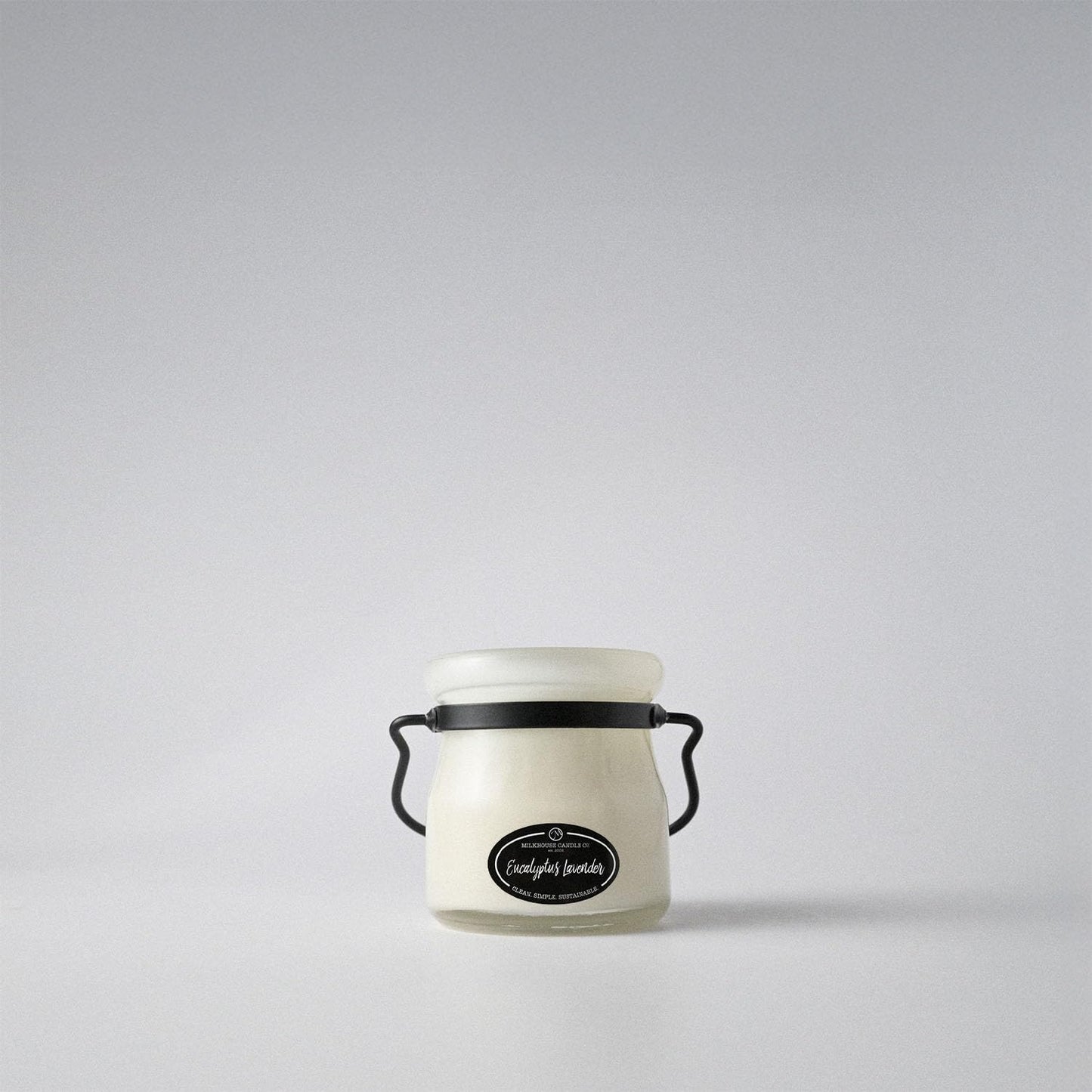 Milkhouse Candle Company Eucalyptus Lavender Soy Candle - Lavender | Eucalyptus | Soft Spice Scented - 5 oz Cream Jar with Black Lid, 35+ Hour Burn Time, Made in the USA