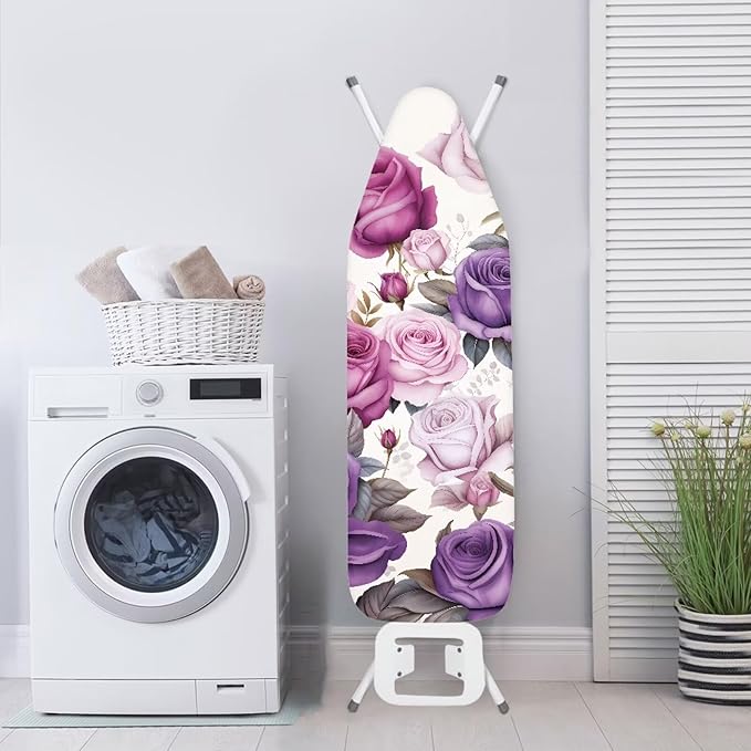 ZDCUSTOM Purple Flower Ironing Board Cover Ironing Board Replacement Pad and