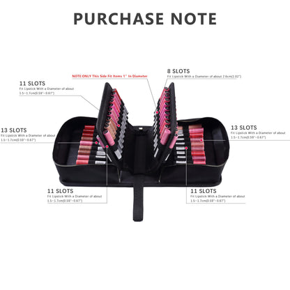 ROWNYEON Lipstick Organizer Case Lipstick Holder 67 Slots Portable Lip Travel Makeup Cosmetic Case Large Capacity Lip Gloss Carrying Case Makeup Artist Storage - Black