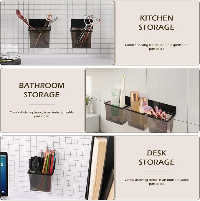 Bathroom Toothbrush Holder Set Modern Black Metal Clear Plastic Toothbrush