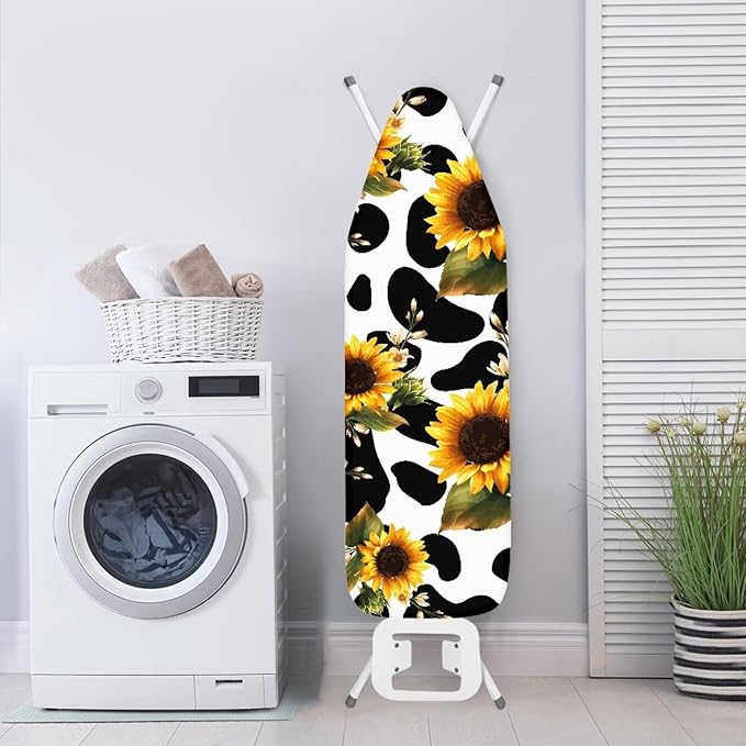 Sunflower Cow Print Ironing Board Cover and Pad Standard Size Resist Scorching