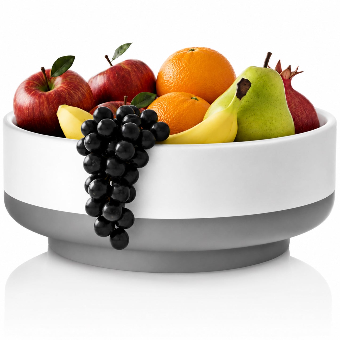 Gennua Kitchen Concrete Fruit Bowl for Kitchen Counter - Modern Two-Tone Stone Centerpiece with Wide Stable Base, Large Decorative Cement Bowl for Entryway Table, Coffee Table Decor, Key Bowl,11 Inch