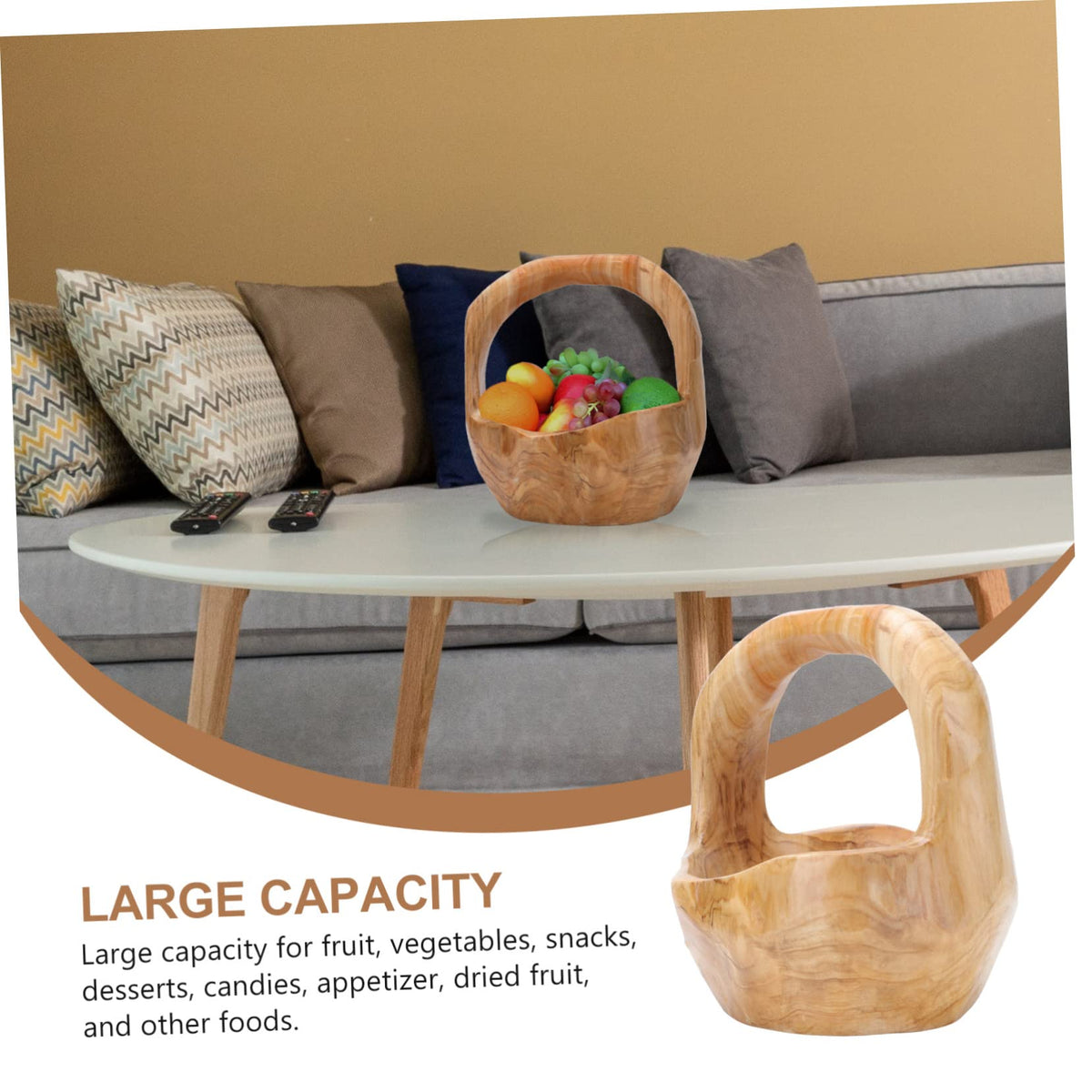 SOLUSTRE Wooden Fruit Basket Kitchen Serving Tray Decorative Bowl Appetizer Tray Creative Root Carving Bowl Snack Plate for Parties Style