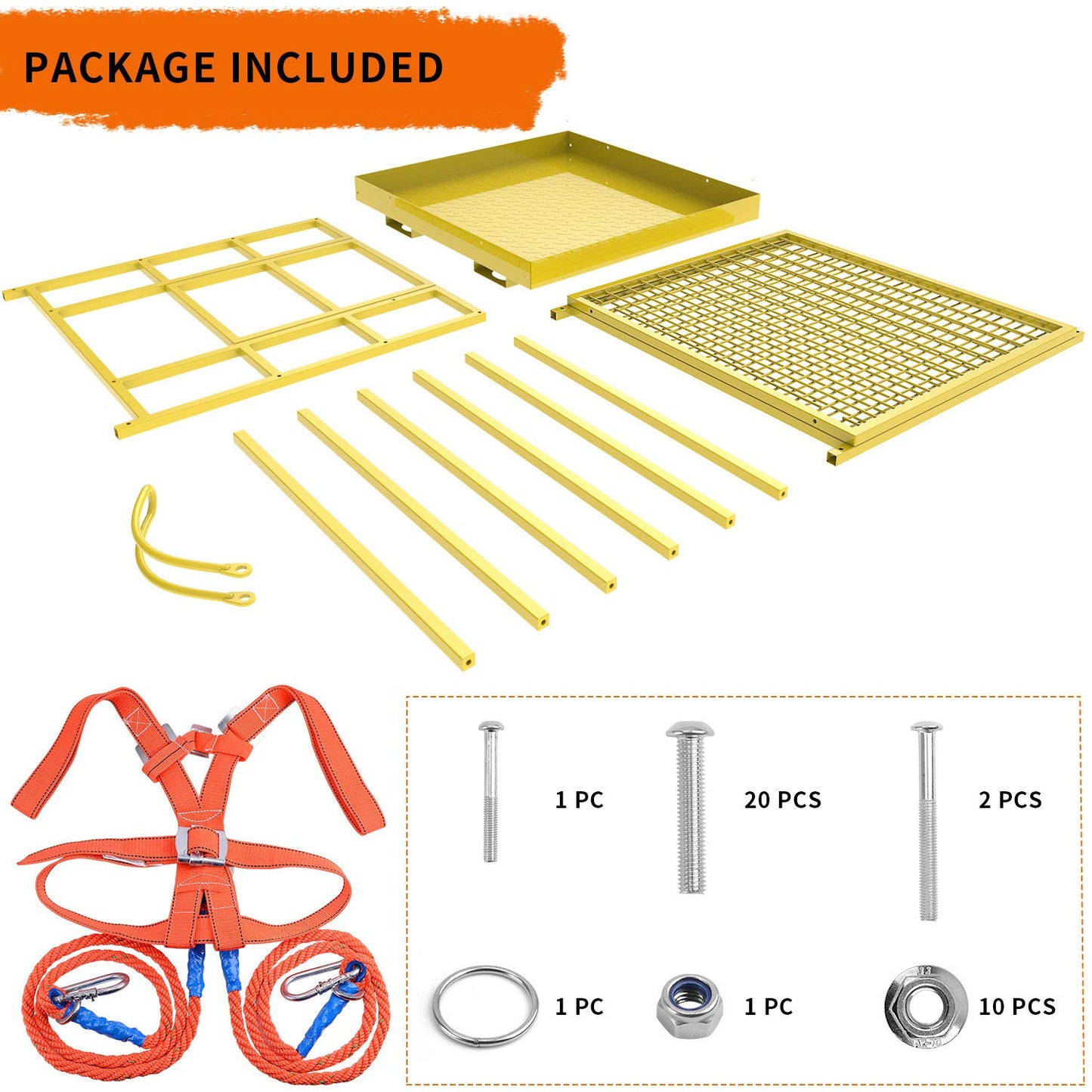 YINTATECH Forklift Safety Cage, 43"x45" Forklift Man Basket,1300lbs Capacity Forklift Work Platform, Forklift Aerial Platform 2-Man Collapsible Lift Basket for Lifting Loader