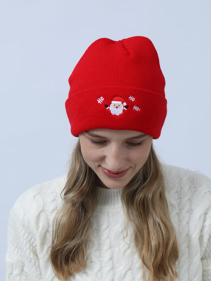 Christmas Beanie Hat Knit Embroidery Santa Red Funny Novelty Beanie Cap for Men Women Gifts