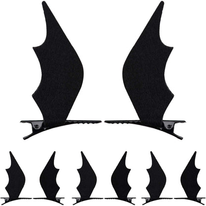 WILLBOND 4 Pairs Halloween Hair Clips Bat Wings Clip Devil Clips Hairpin Hair Accessories for Halloween Cosplay Party Costume Black
