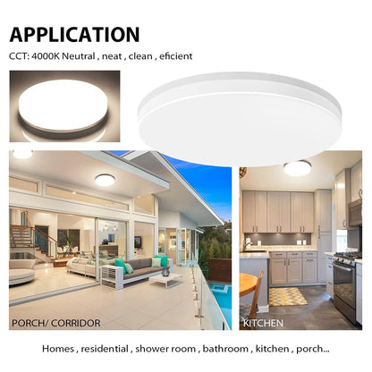 LVWIT 24W Round Bathroom LED Ceiling Light, IP65 Waterproof Ceiling Light,2400LM 4000K Natural White, Flush Ceiling Lights for Kitchen Living Room Bedroom and Hallway(330 * 50mm)