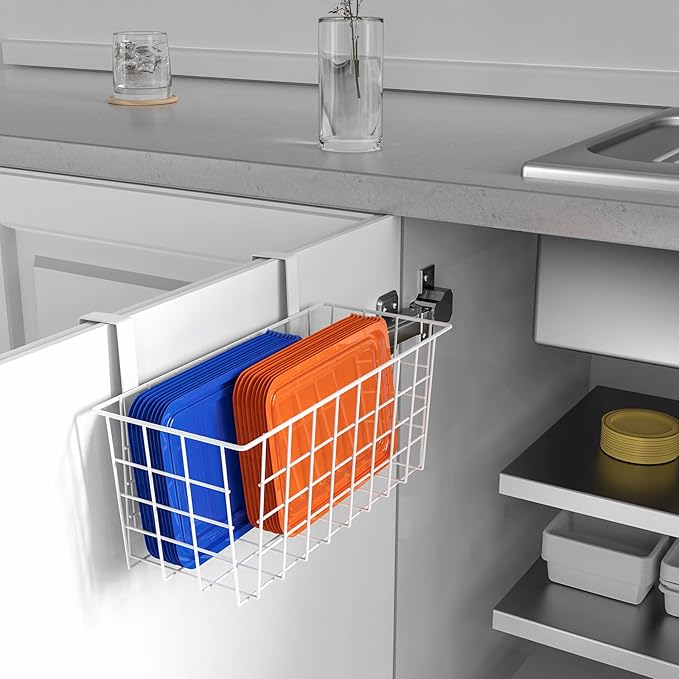 MaraFansie Basket with Hook, Grid Storage Basket, Over the Cabinet Door