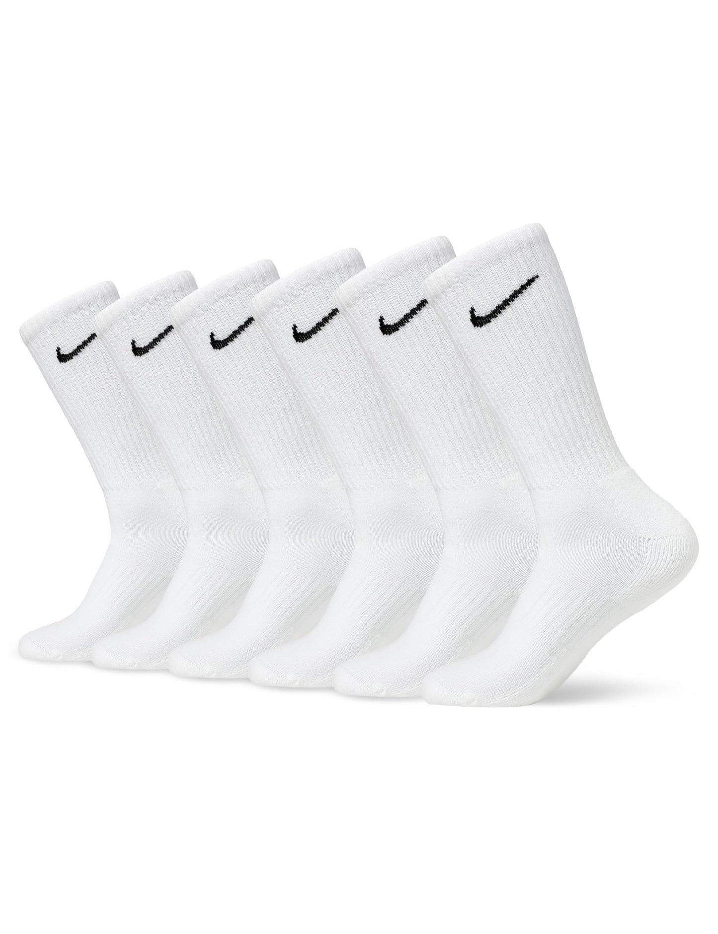 NIKE Men's Everyday Cushion Crew Training Socks 6 Pair , White/Black, L UK