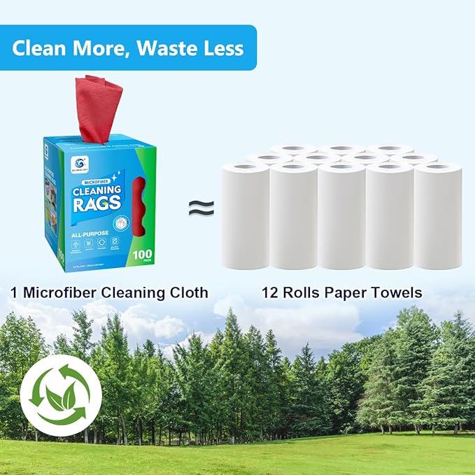 GLIMGLINT Red Microfiber Cleaning Cloth, 100 Pack Cleaning Rags, Ultra