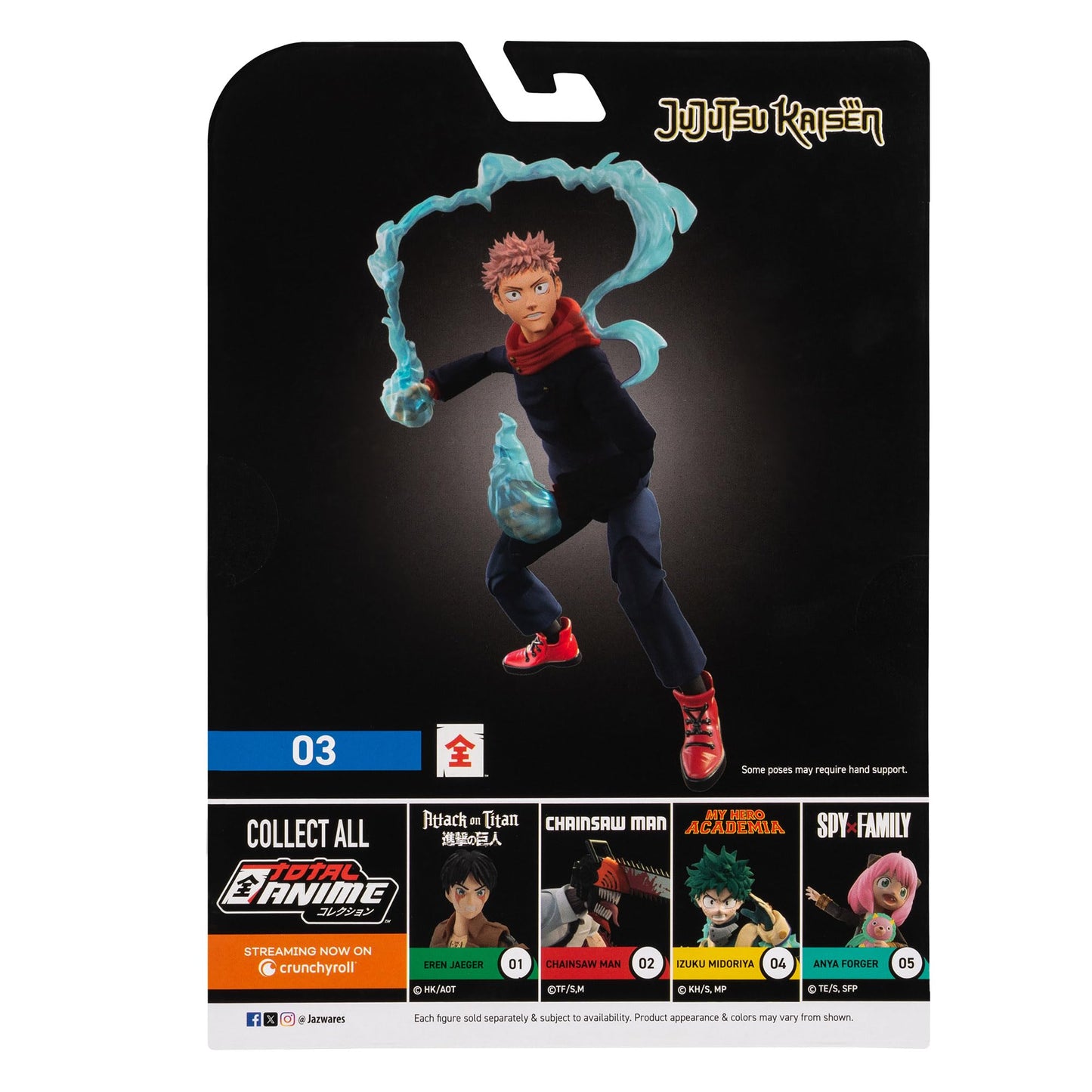 Total Anime Jujutsu Kaisen Yuji Itadori - 6.5-Inch Figure with Swappable Faceplates, Alternate Hands, and Energy Effects