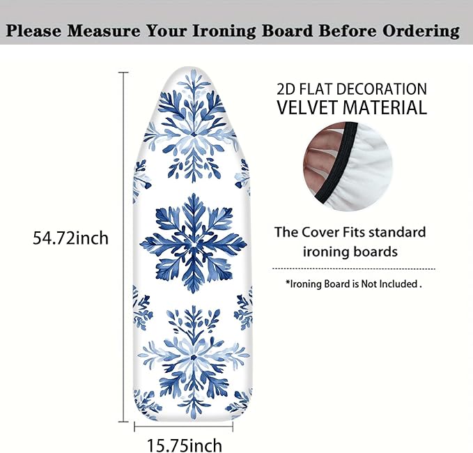 Nuxovilar Blue Snowflake Ironing Board Cover, 15 * 54inch, Fit Most Standard