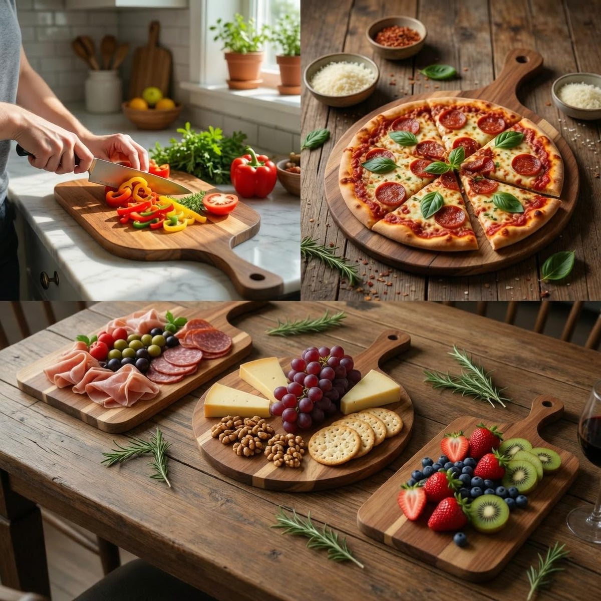 Ama Poem 3 Pack Acacia Wood Cutting Boards with Handle
