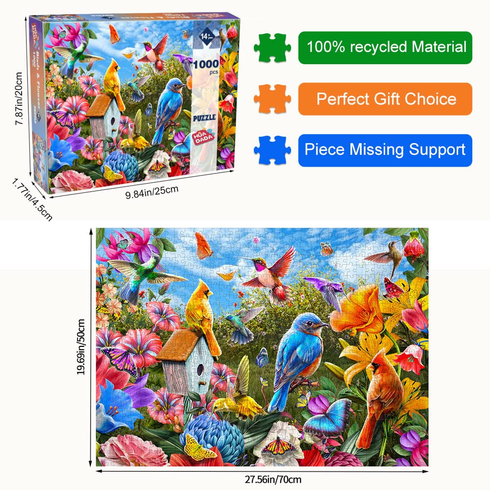 Birds and Flowers Jigsaw Puzzle 1000 Piece Landscape Jigsaw Puzzles for Adults 1000 Pieces Nature