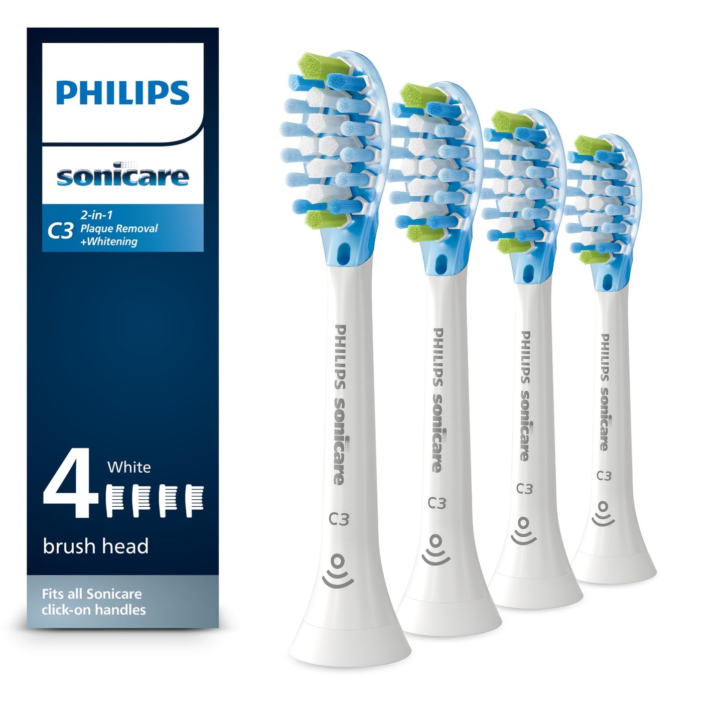 Philips Sonicare Genuine C3 Premium Plaque Control Toothbrush Heads, One Year Supply, 2 Brush Heads, Black, HX9044/95