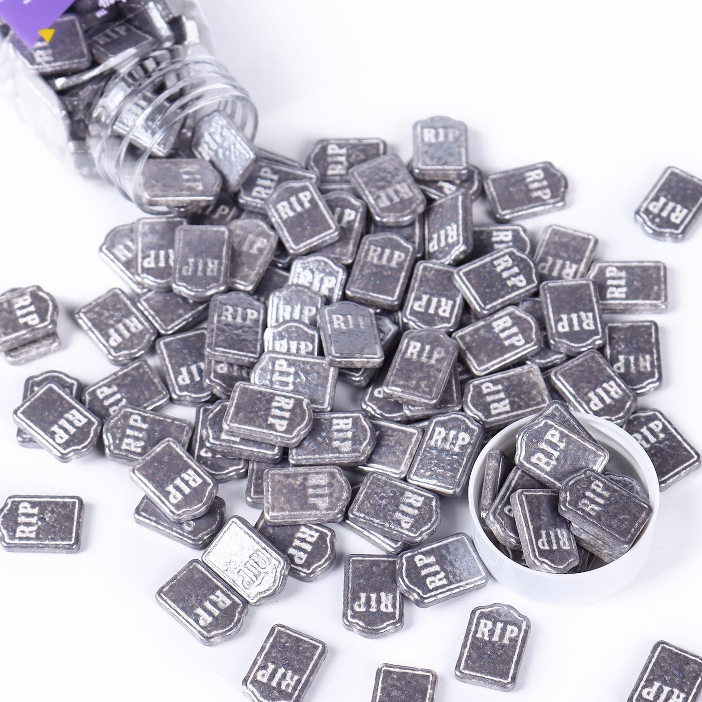 Tombstone Sprinkles for Cake Decorating, Silver Grey Sprinkles Perfect for Horror Dessert Party 3.52 Ounce