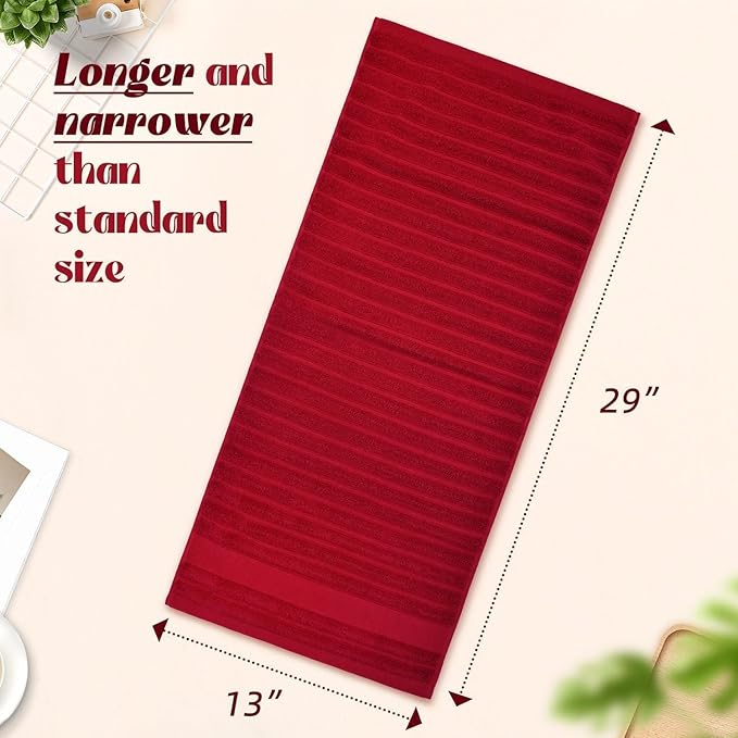 Jacquotha Red Hand Towels for Bathroom Ribbed