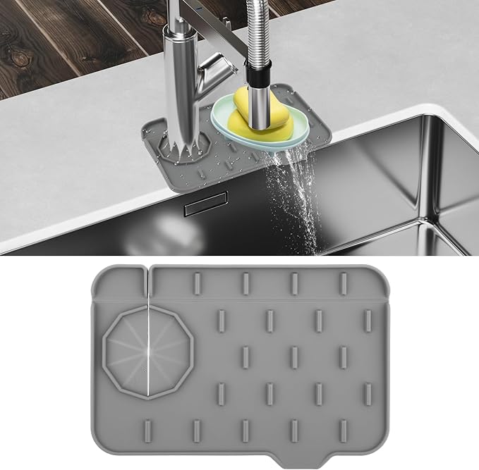 Sink Faucet Splash Guard Mat Silicone Soap Dish Pad Faucet Handle Drip Catch