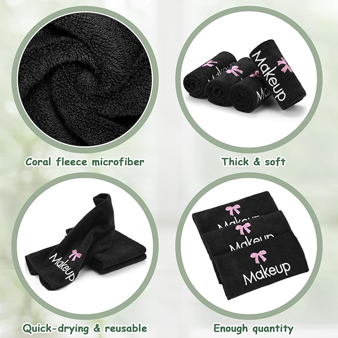 Shimeyao 20 Pack Makeup Towels Black Makeup Washcloths