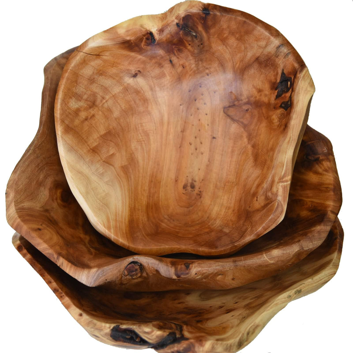 KIDYBELL Wooden bowl Creative Wood Bowl Root Carved Bowl Decorative Handmade Natural Wood Candy Serving Fruit Bowl(9"-10")