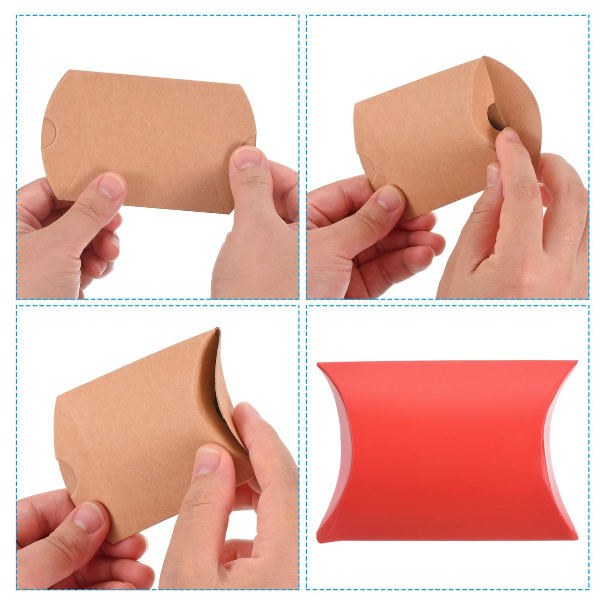 PATIKIL Pillow Boxes, 100 Pcs Wedding Gift Boxes Paper Box 3.5x2.6 Inch for Gift Wrap Wedding Parties, Red