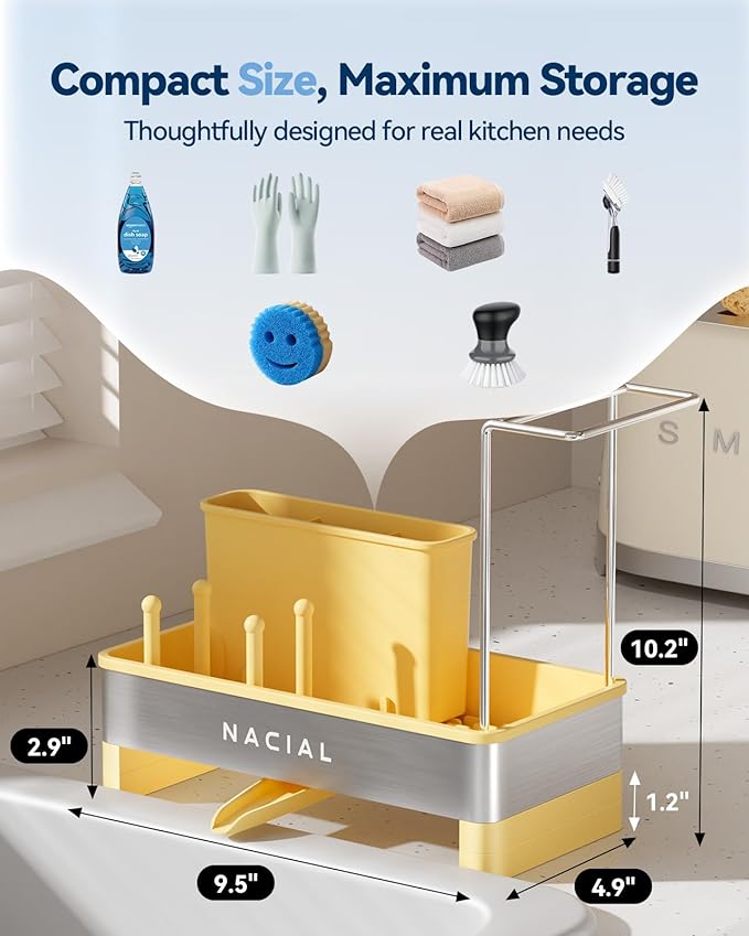 Nacial Sponge Holder for Kitchen Sink, Sink Caddy Organizer