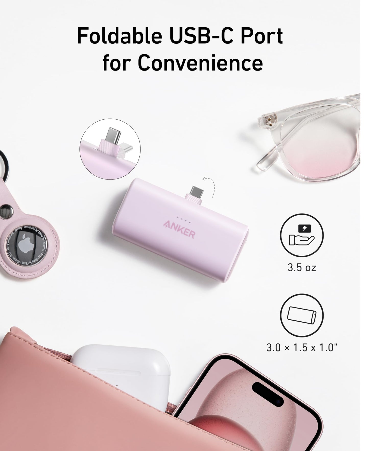 Anker iPhone 17 Portable Charger, Nano Power Bank with Built-in USB C Connector, 5,000mAh Portable Charger 22.5W, for iPhone 17/16/15 Series, Samsung S22/23 Series, iPad Pro/Air, AirPods, and More