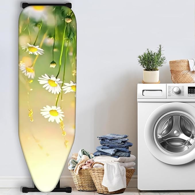 Nuxovilar White Daisy & Yellow Floral Pattern Ironing Board Cover, 15×54 inch