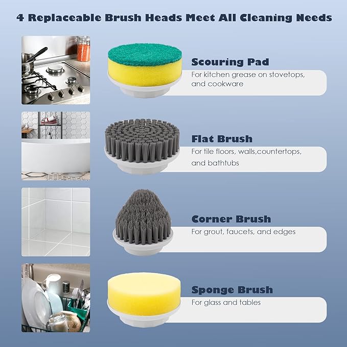 Electric Spin Scrubber Cordless Power Cleaning Brush