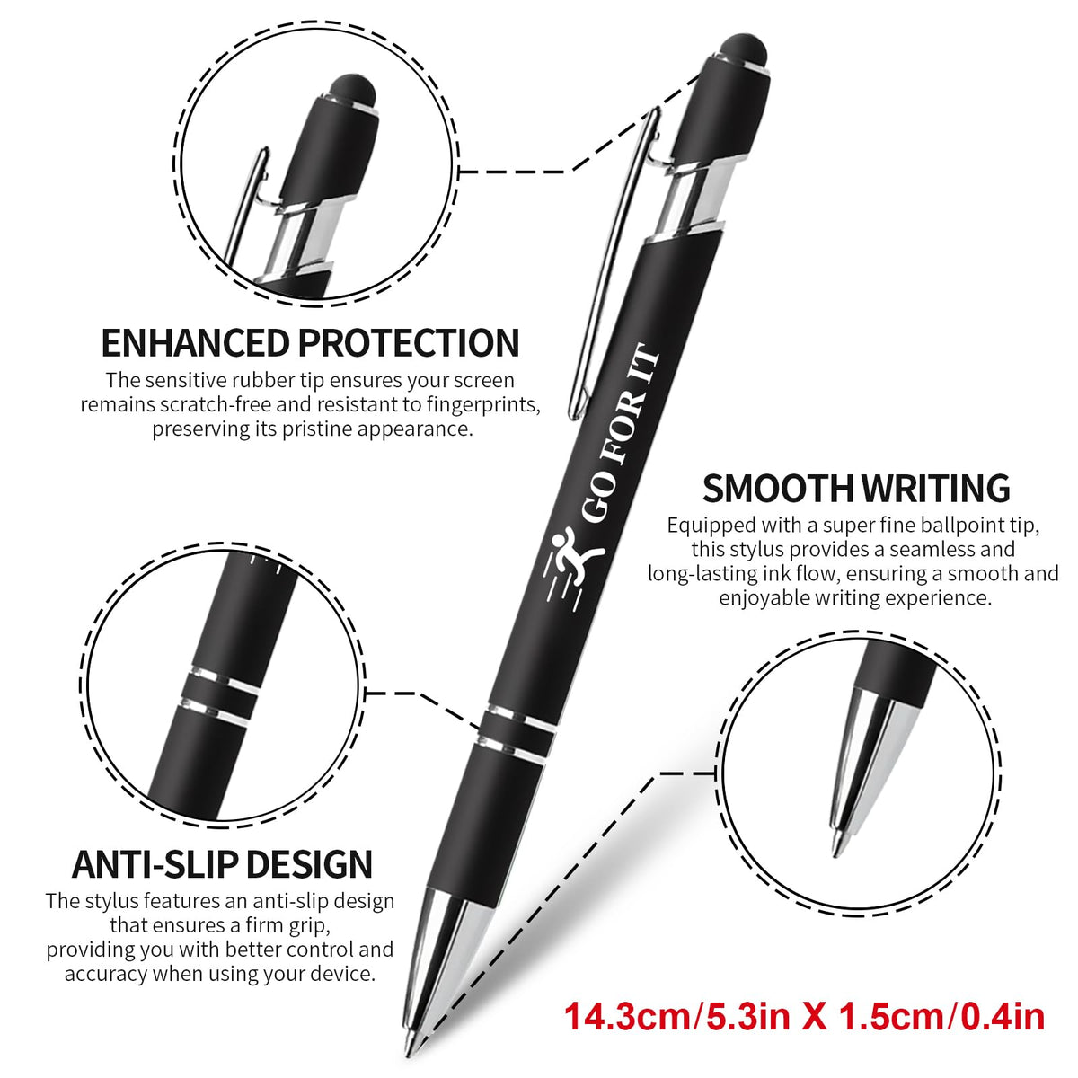 Vebermo 15 Pack Motivational Pen Set - Inspirational Quotes Retractable Ballpoint Pens for Office School Supplies, Encouragement Gifts for Women Men, Black