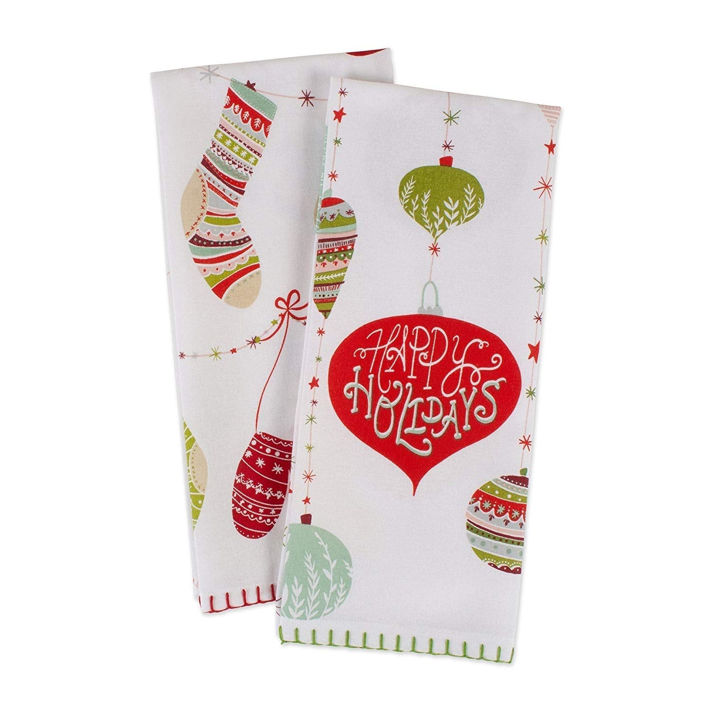 DII Holiday Dish Towels Christmas Kitchen Décor, 18x28, Holiday Trimmings, 2 Piece