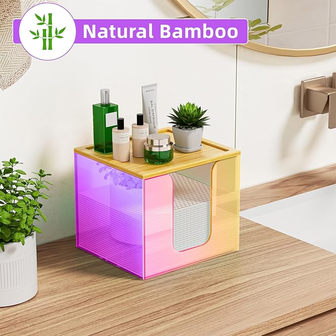 VITVITI Disposable Face Towel Holder Box, Acrylic Facial Towel Container