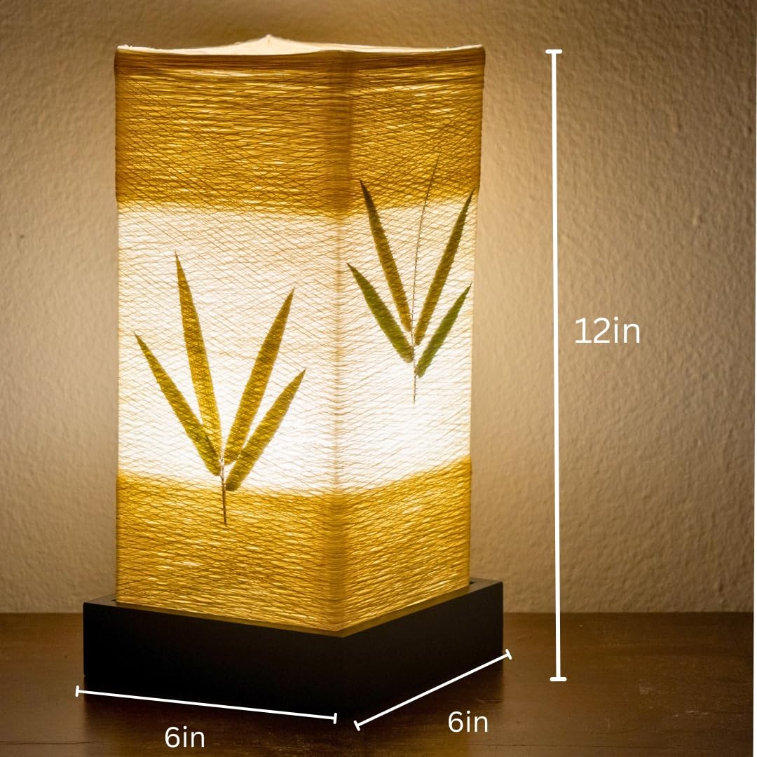 Import Nomad Unbound Japanese Lamp Lantern Asian - Table Lamp Japanese Decor Bamboo Lamp for Nightstand, Dresser, Living Room, Kids Room, Dorm, Office - Instructions + Lightbulb Included