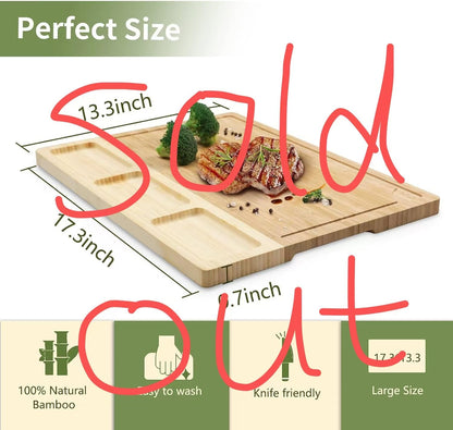 ORIDOM Bamboo Cutting Board Wood Chopping Board Double Sided Charcuterie Boards