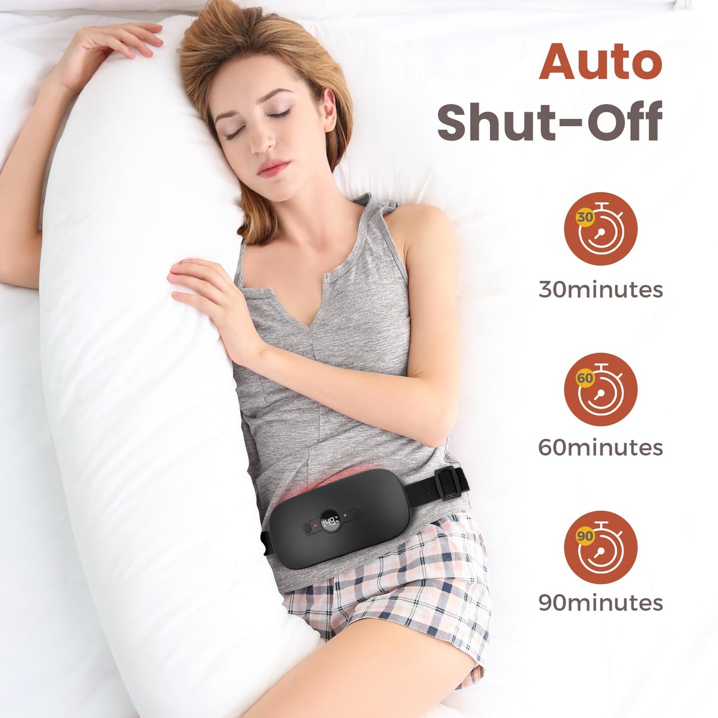 NOWWISH Heating Pad for Period Cramps Pain Relief, Portable Electric Cordless Menstrual Heating Pad Rechargeable with 6 Heat Levels and 6 Massage Modes, Christmas Gifts for Women Teen Girls, Pink