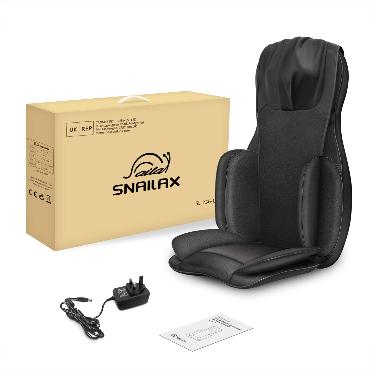 Snailax Shiatsu Neck Back Massager with Heat, Massage Chair Pad with Compression, Height-Adjustable Neck Massage Rollers Chair Seat Massager, Gifts for Men, Women