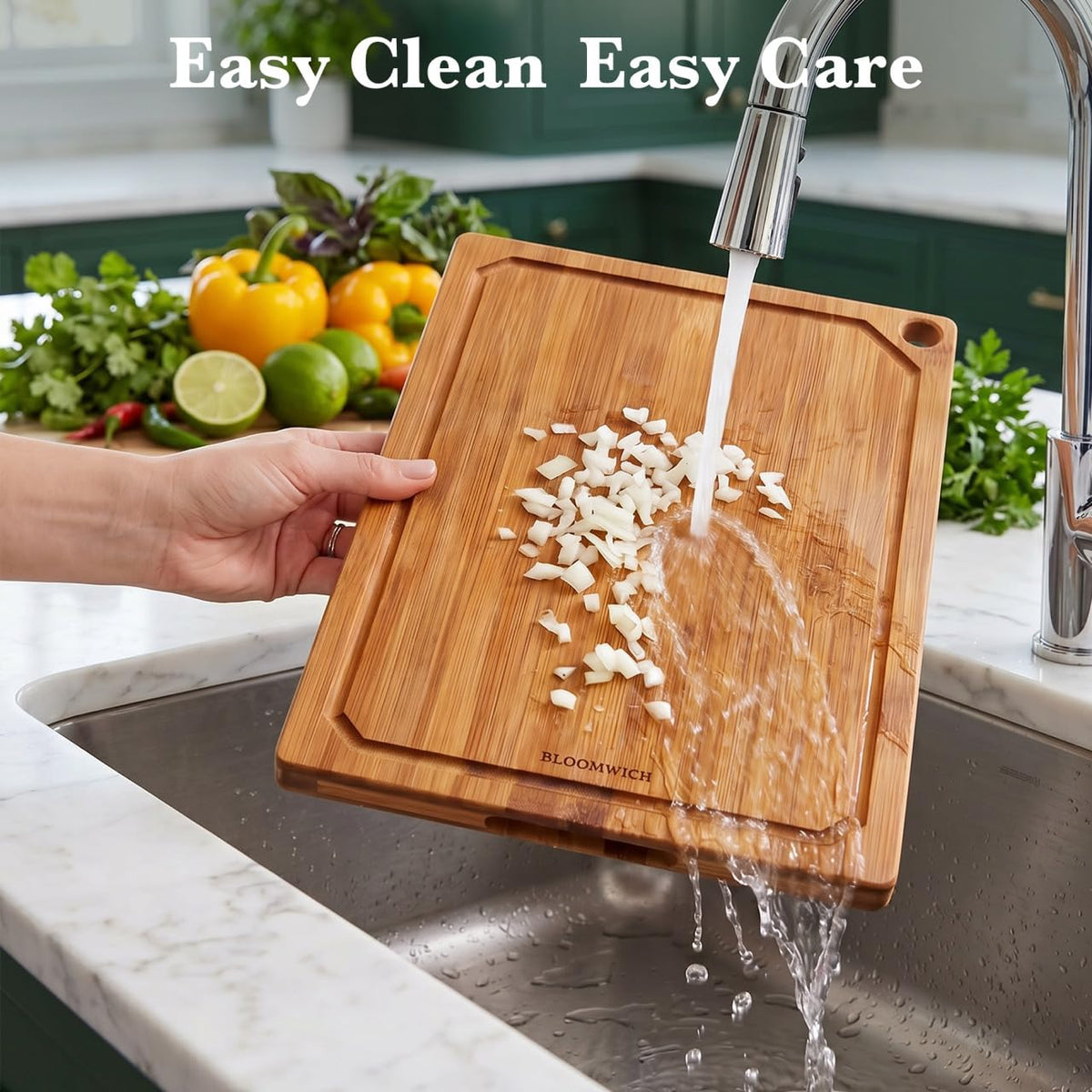 Carbonized Bamboo Cutting Boards for Kitchen Set of 3 Knife-Friendly