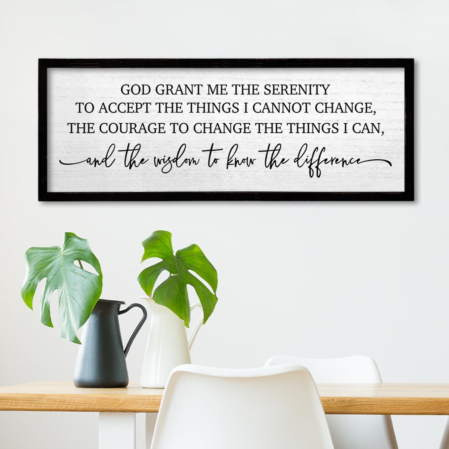 TQianJiang Serenity Prayer Wall Art Decor 24"X10" God Grant Me Sign Large Wood Framed Wall Hanging (Black)