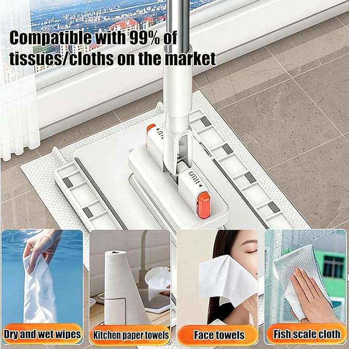 Snap Grip Mini Mop, Clever Zero Touch Cloth Changing Mini Mops, 39 Inch